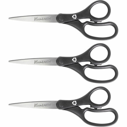 Westcott KleenEarth 8’’ Recycled Straight Scissors - Stainless Steel - Black