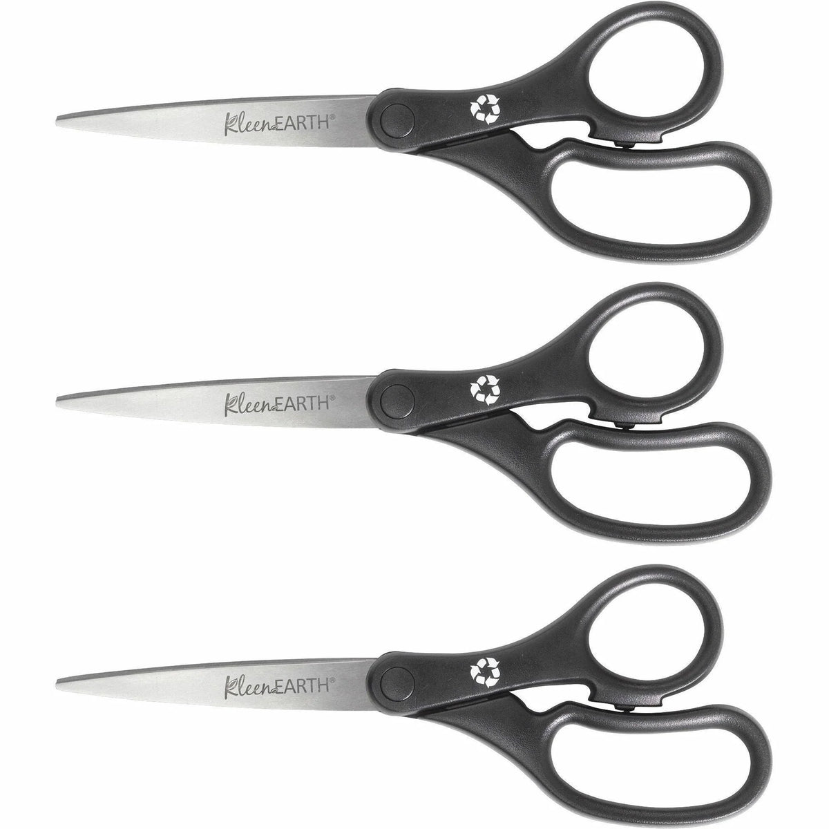 Westcott KleenEarth 8’’ Recycled Straight Scissors - Stainless Steel - Black