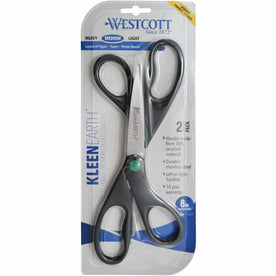 Westcott KleenEarth 8’’ Scissors - Stainless Steel Blades - Black Handles