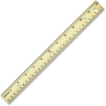 Westcott Metal Edge Wood Ruler - 12’’ English/Metric - 1/16 Graduations - Rulers