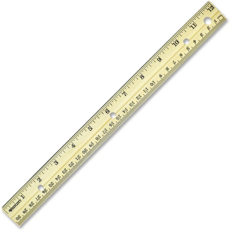 Westcott Metal Edge Wood Ruler - 12’’ English/Metric - 1/16 Graduations - Rulers
