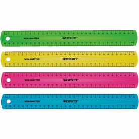 Westcott Shatterproof Ruler: 11.8’’ Length 1/16 Graduations Metric System - Rulers