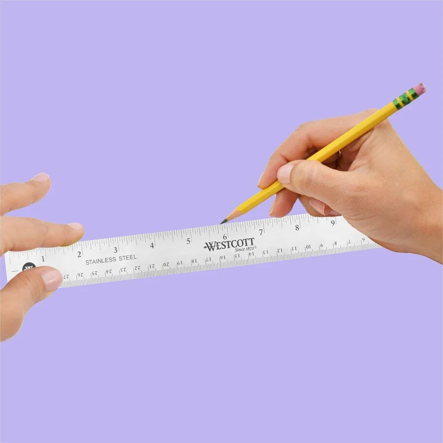 Westcott Stainless Steel Ruler: 12’’ Length x 1’’ Width - Metric & Imperial Graduations - Rulers