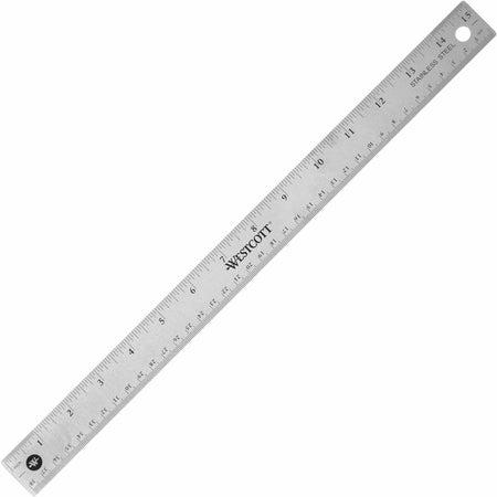 Westcott Stainless Steel Ruler: 15’’ Length x 1’’ Width - Precise Metric & Imperial Measurements - Rulers