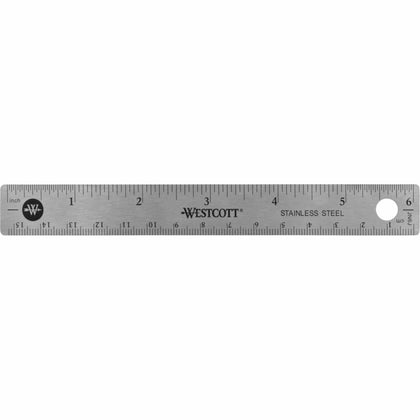 Westcott Stainless Steel Ruler: 6’’ Length x 0.8’’ Width - Precise Metric & Imperial Measurements - Rulers