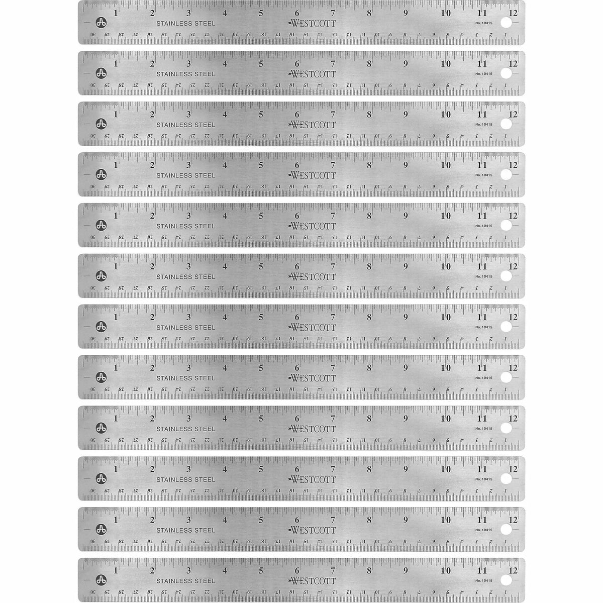 Westcott Stainless Steel Rulers: 12’’ Length x 1’’ Width - Precise Metric & Imperial Measurements - Rulers