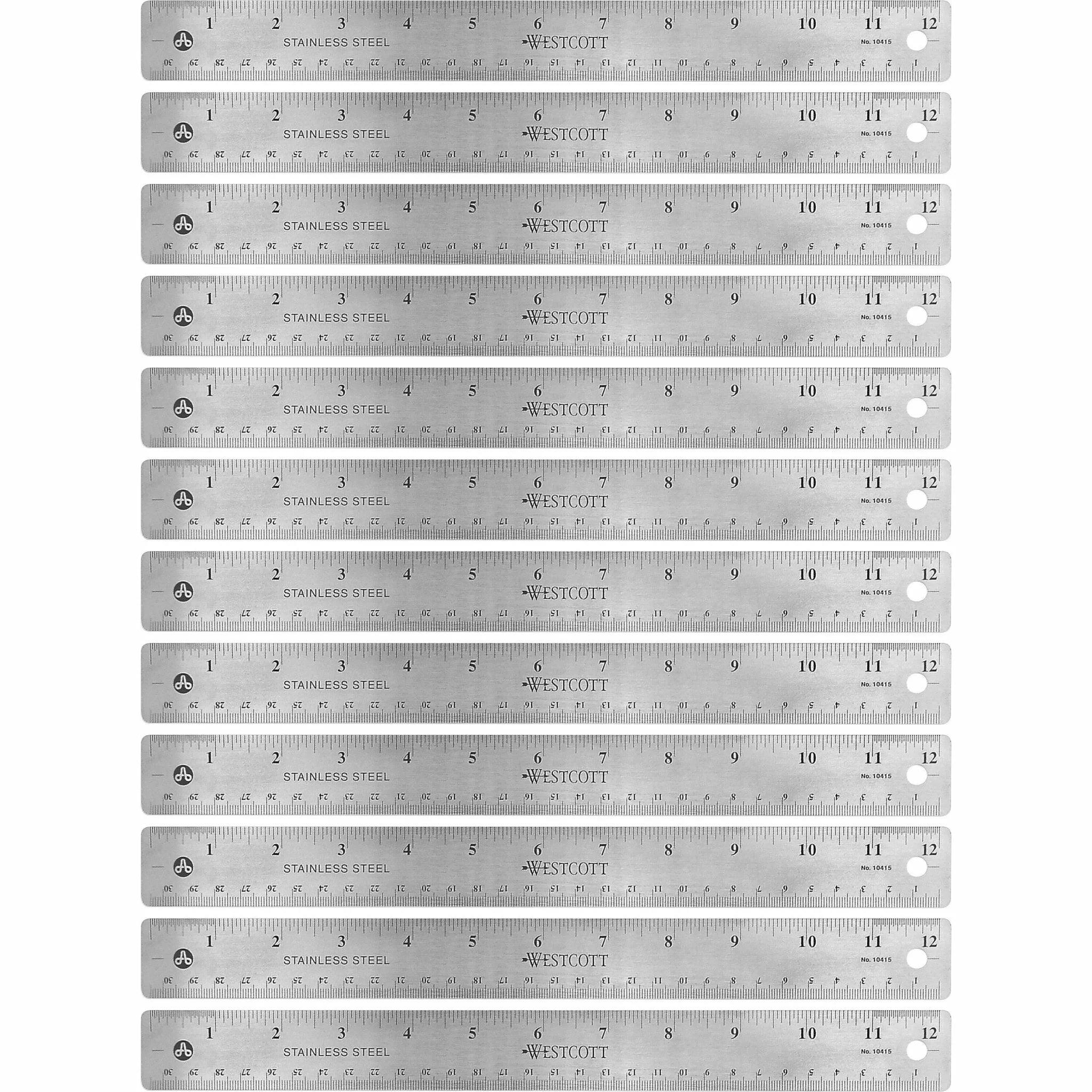 Westcott Stainless Steel Rulers: 12’’ Length x 1’’ Width - Precise Metric & Imperial Measurements - Rulers