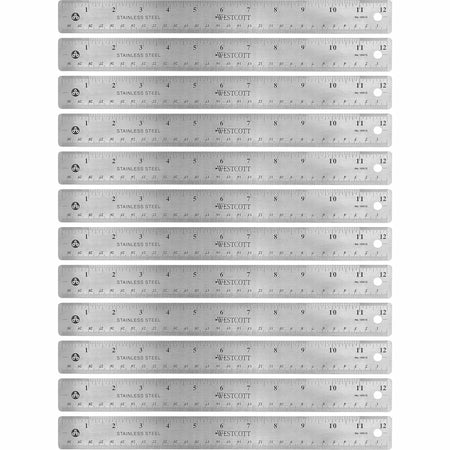 Westcott Stainless Steel Rulers: 12’’ Length x 1’’ Width - Precise Metric & Imperial Measurements - Rulers