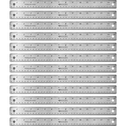 Westcott Stainless Steel Rulers: 15’’ Length x 1’’ Width - Precision Graduations - Rulers