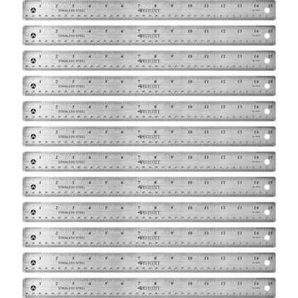 Westcott Stainless Steel Rulers: 15’’ Length x 1’’ Width - Precision Graduations - Rulers