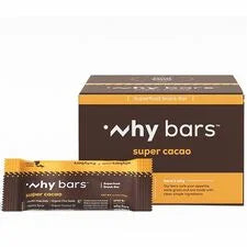 Why Bars Superfood Protein Snack Bars: Gluten-free Dairy-free Soy-free - Super Cacao - 12 Pack - Snacks