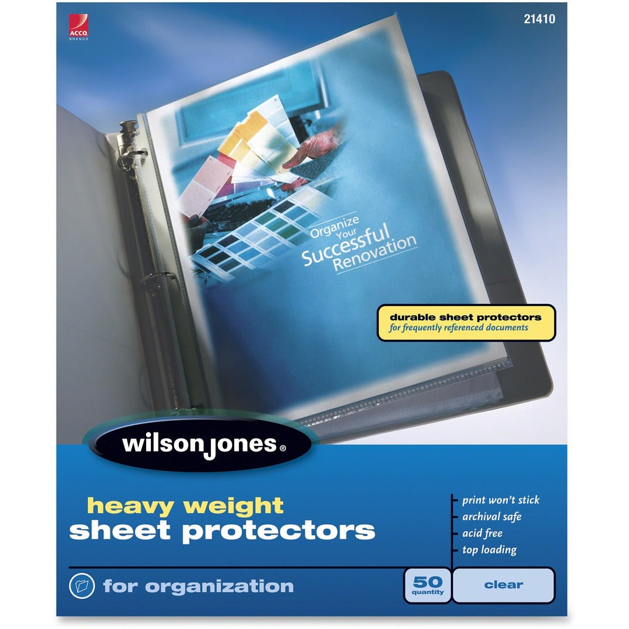Wilson Jones Heavyweight Top-Loading Sheet Protectors - Front