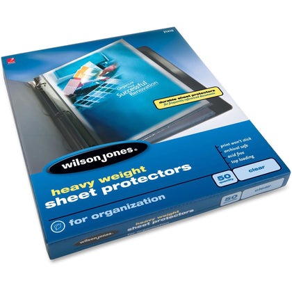 Wilson Jones Sheet Protectors - Heavyweight 3.3 mil - Letter Size - Clear Polypropylene - 50/Box