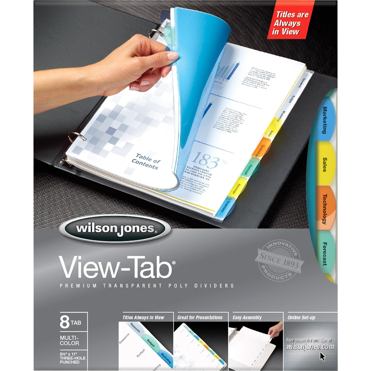 Wilson Jones View-Tab 8-Tab Transparent Dividers - 2000
