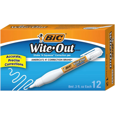 Wite-Out Shake ’N Squeeze Correction Pen: Fast-drying White Pen Applicator - Supplies