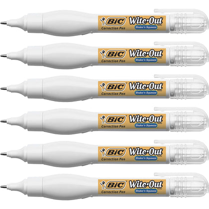 Wite-Out Shake n’ Squeeze Pens - Tip Applicator - 8 mL - White - Correction Supplies