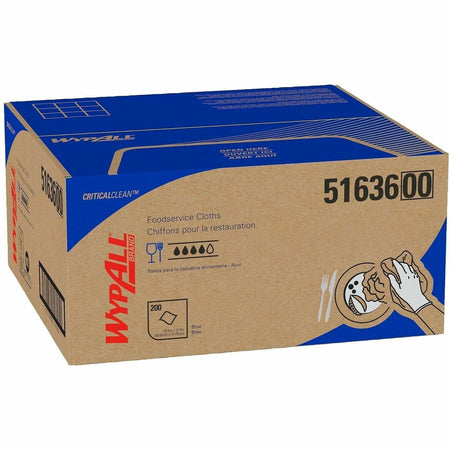 Wypall Critical Clean Foodservice Cloths - Blue - 200 Sheets/Box - Sponges Cleaning Pads & Wipers