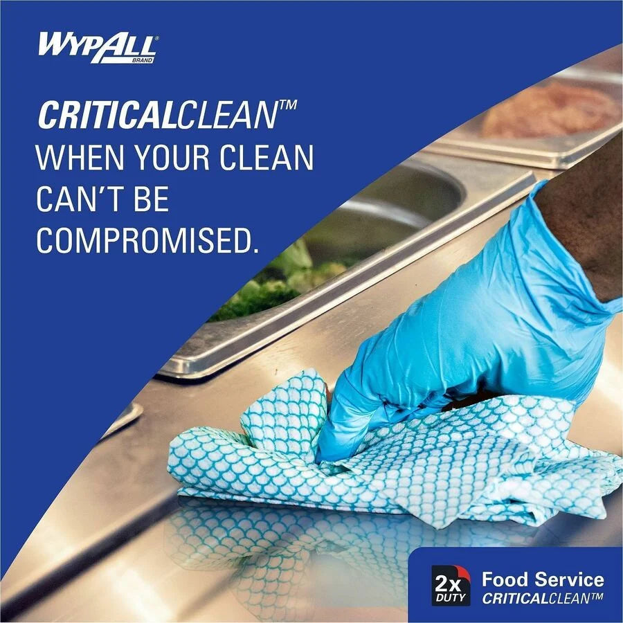 Wypall Critical Clean Foodservice Cloths - Blue - 200 Sheets/Box - Sponges Cleaning Pads & Wipers