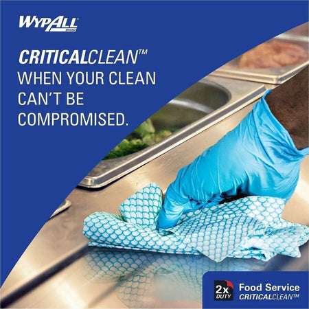 Wypall Critical Clean Foodservice Cloths - Blue - 200 Sheets/Box - Sponges Cleaning Pads & Wipers