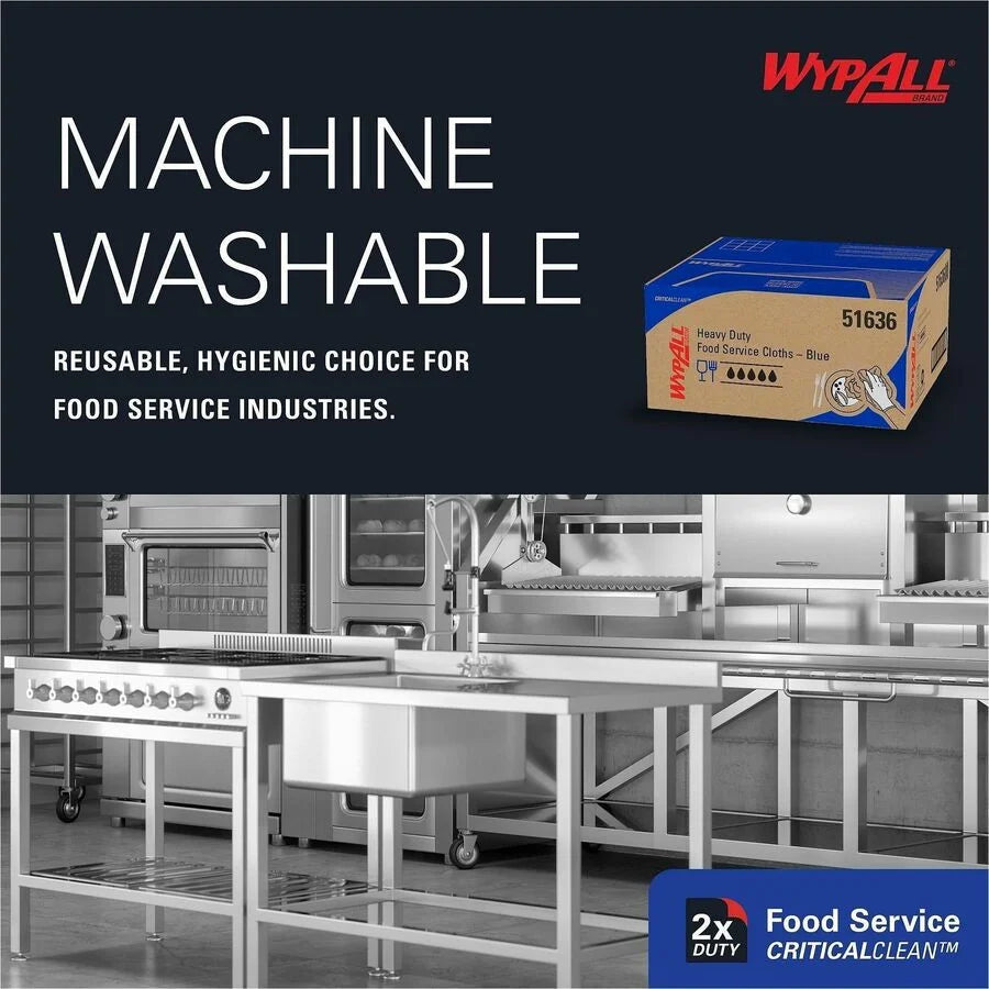 Wypall Critical Clean Foodservice Cloths - Blue - 200 Sheets/Box - Sponges Cleaning Pads & Wipers