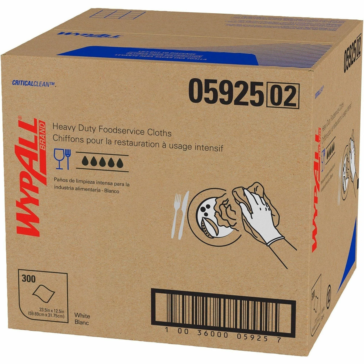 Wypall CriticalClean Heavy Duty Foodservice Cloths - Hydroknit - 300/Carton - Sponges Cleaning Pads & Wipers