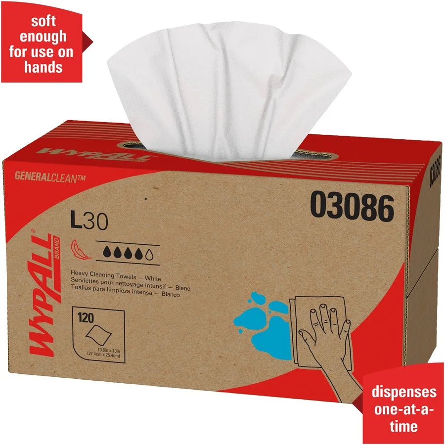 Wypall General Clean L30 Towels - Heavy Duty Cleaning - 120/Box - Sponges Pads & Wipers