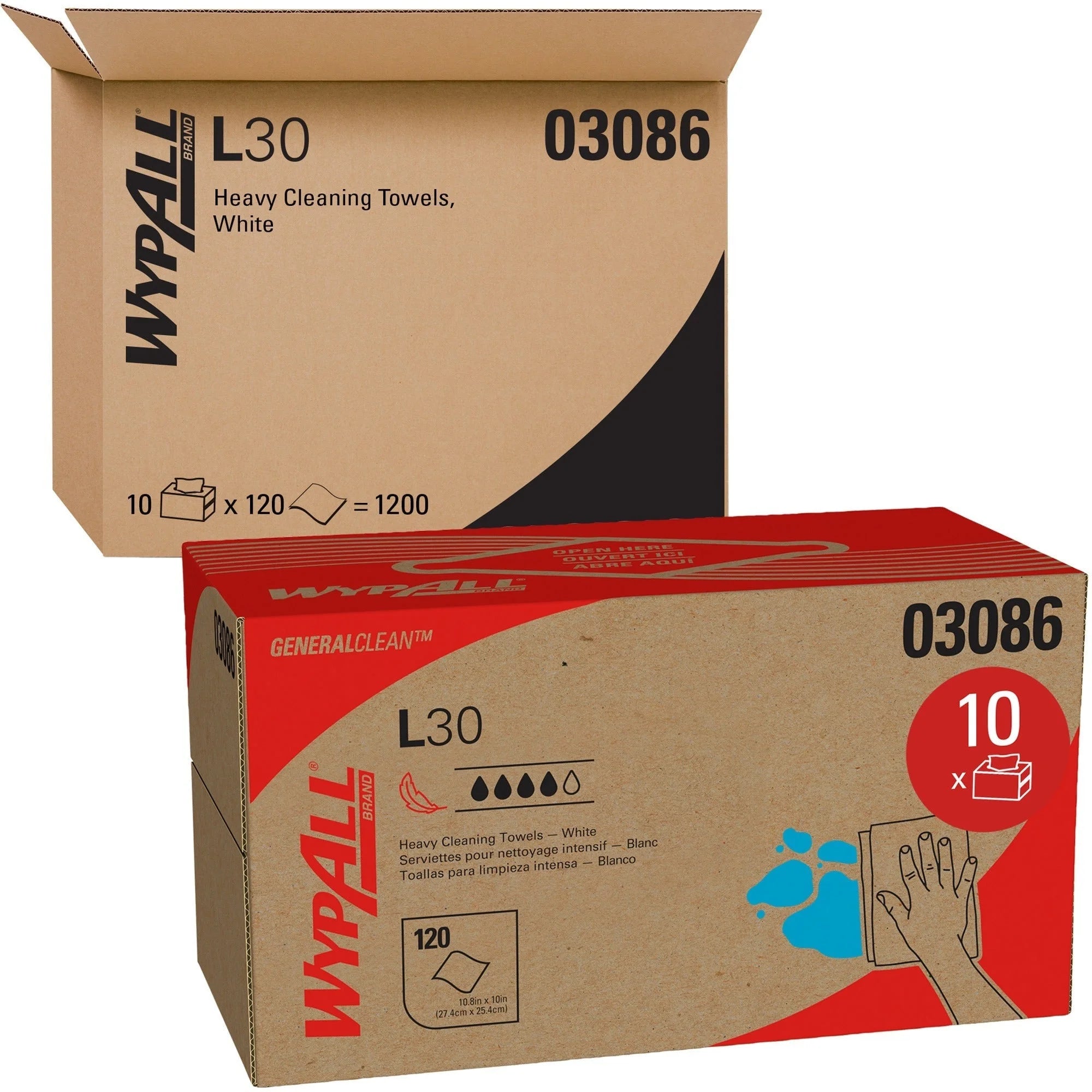 Wypall General Clean L30 Towels - Heavy Duty Cleaning - 120/Box - Sponges Pads & Wipers