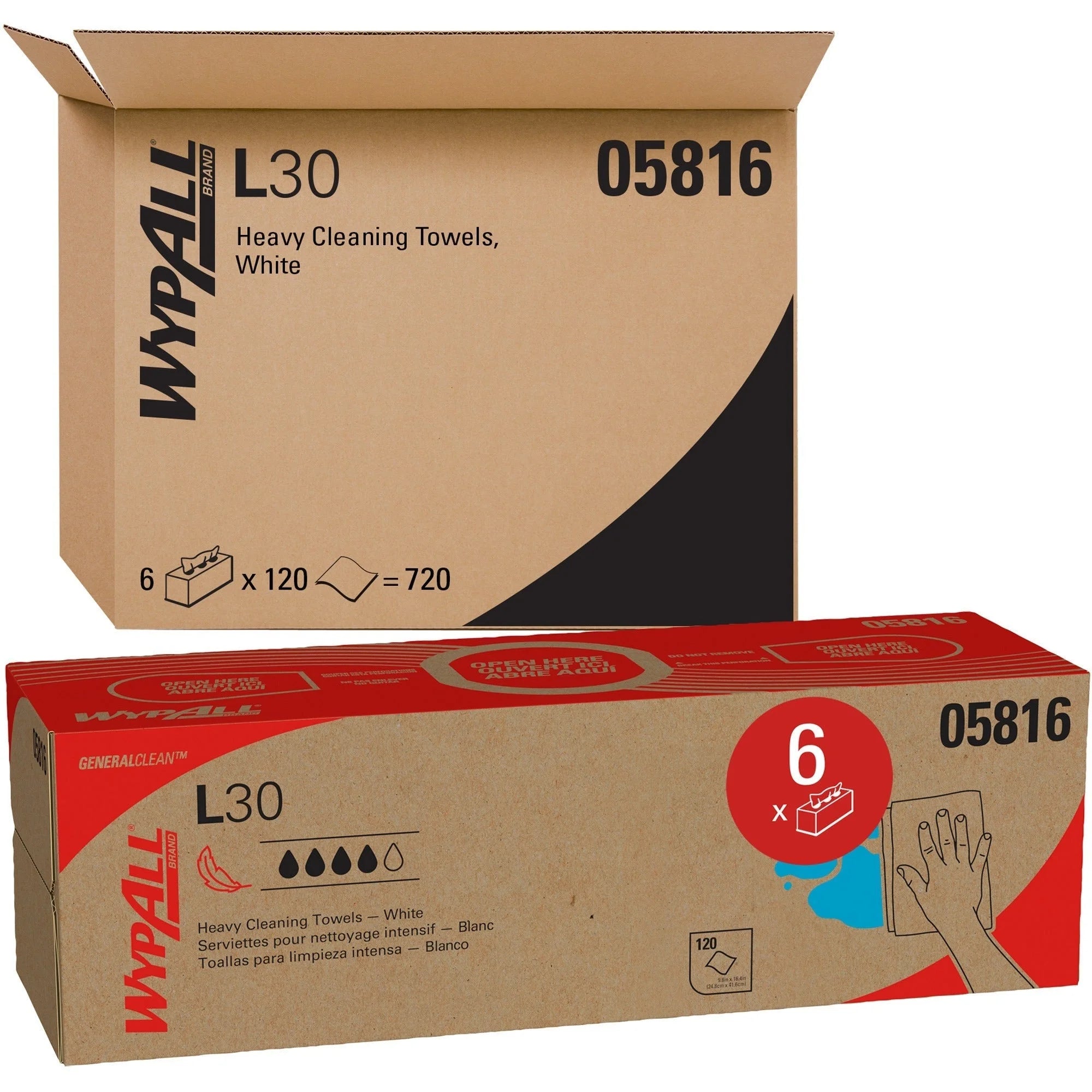 Wypall General Clean L30 Towels - Heavy Duty Cleaning - 120/Box - Sponges Pads & Wipers