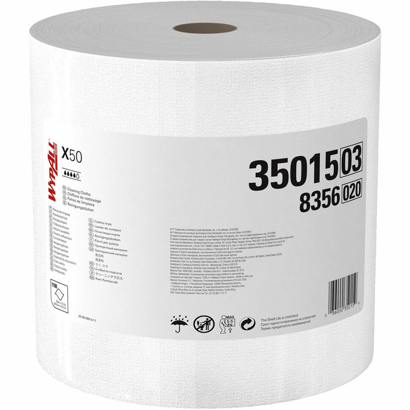 Wypall General Clean X50 Cleaning Cloths: Reinforced White Roll - Sponges Pads & Wipers