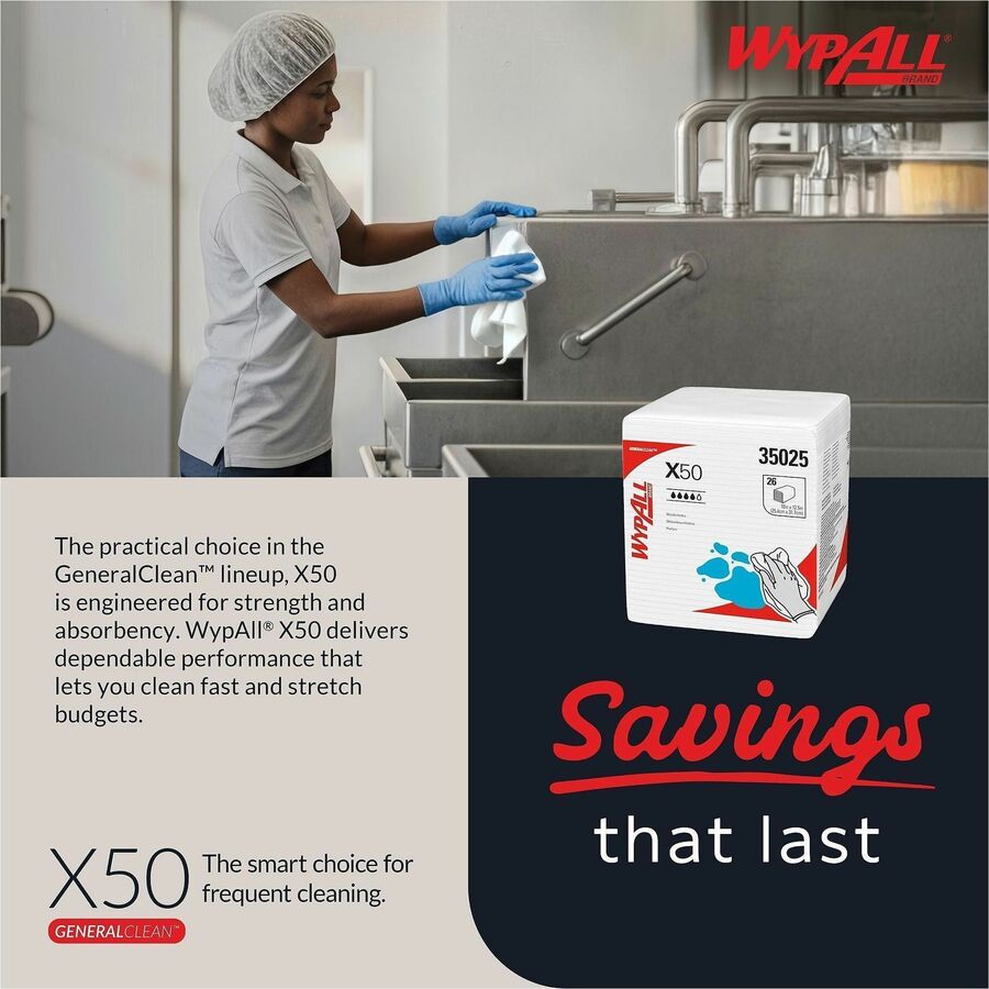 Wypall General Clean X50 Quarterfold Cleaning Cloths - Alternate-Image4