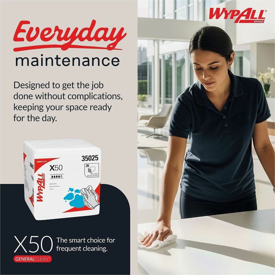 Wypall General Clean X50 Quarterfold Cleaning Cloths - Alternate-Image3