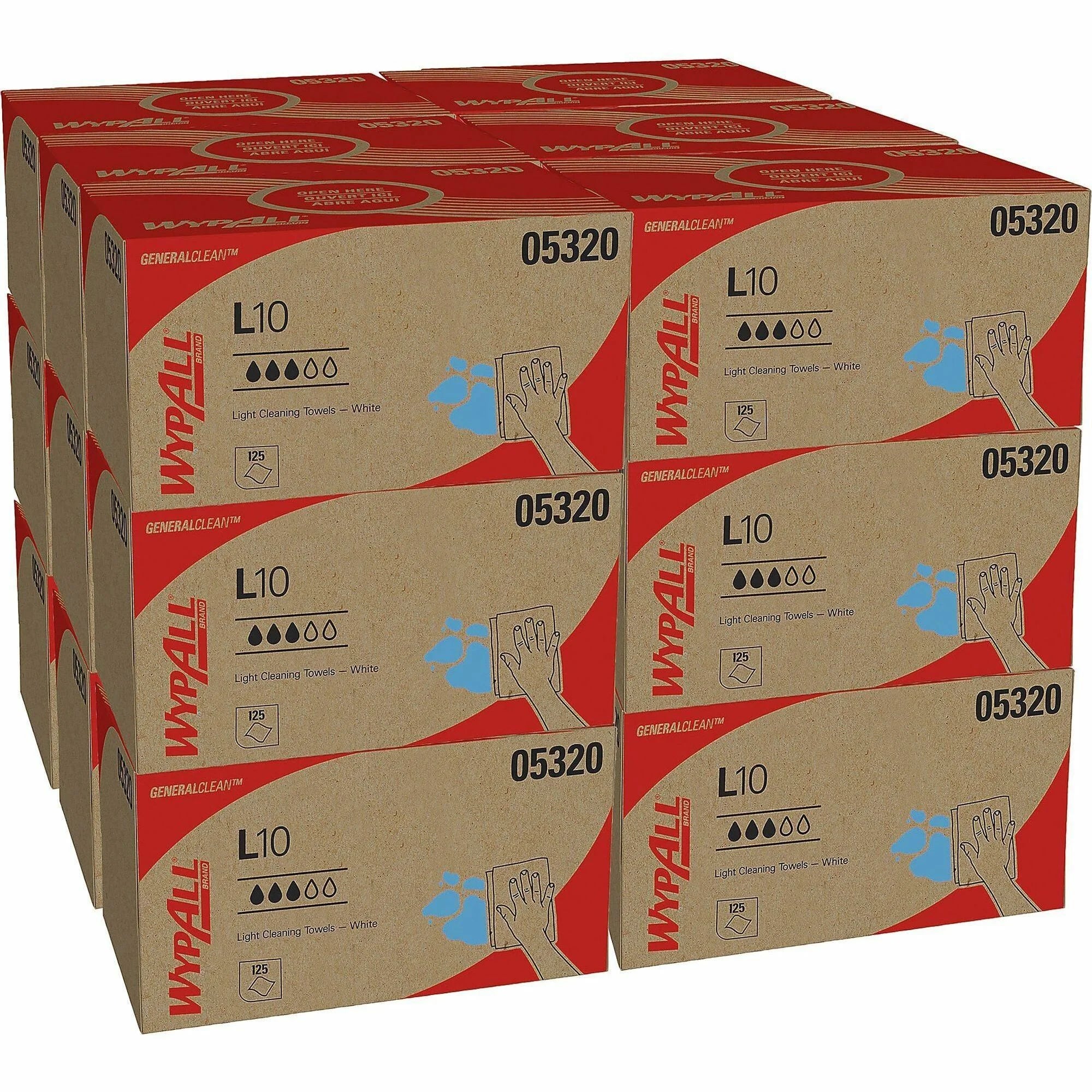 Wypall GeneralClean L10 Light Cleaning Towels - 1 Ply - 125/Pack - Sponges Pads & Wipers