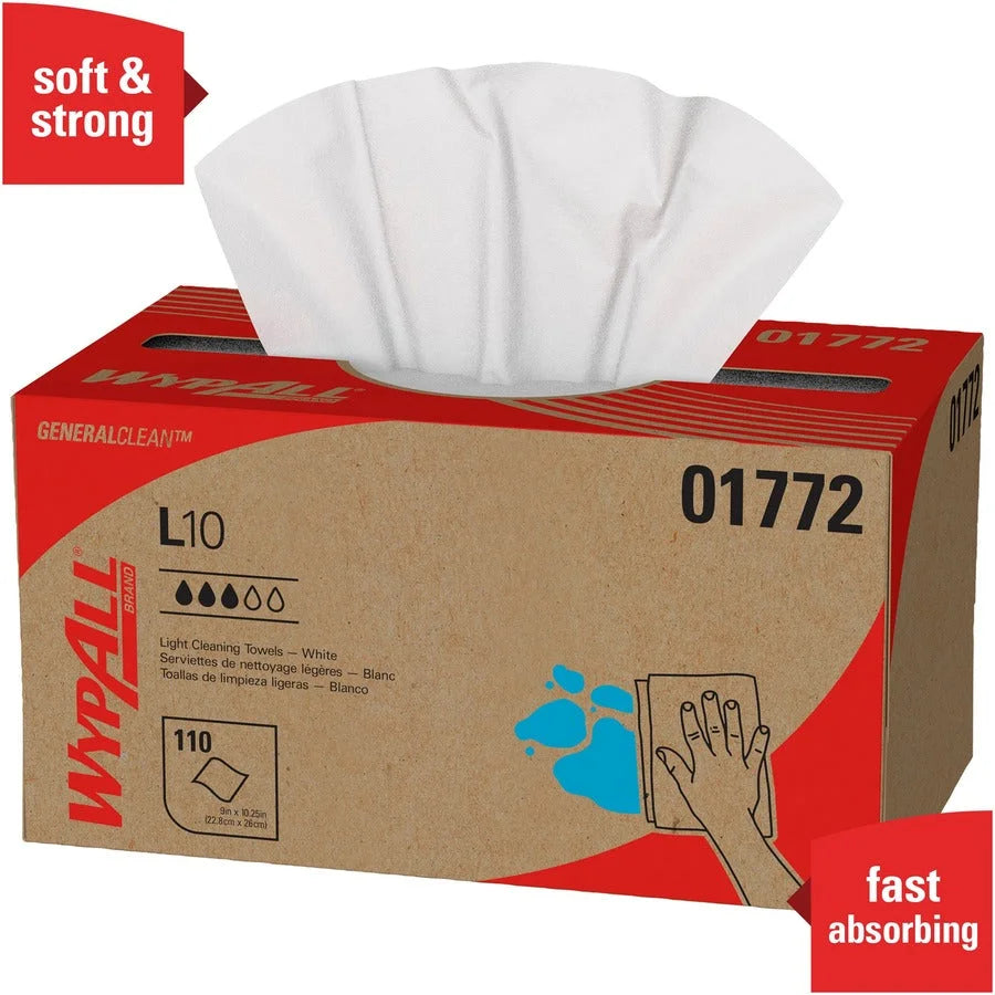 Wypall GeneralClean L10 Light Cleaning Towels - Convenient Pop-Up Box - Sponges Pads & Wipers