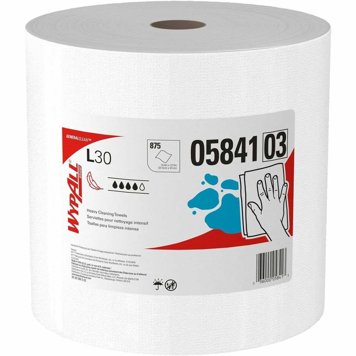 Wypall GeneralClean L30 Towels - Heavy Duty Cleaning - 875 Sheets/Roll - Sponges Pads & Wipers