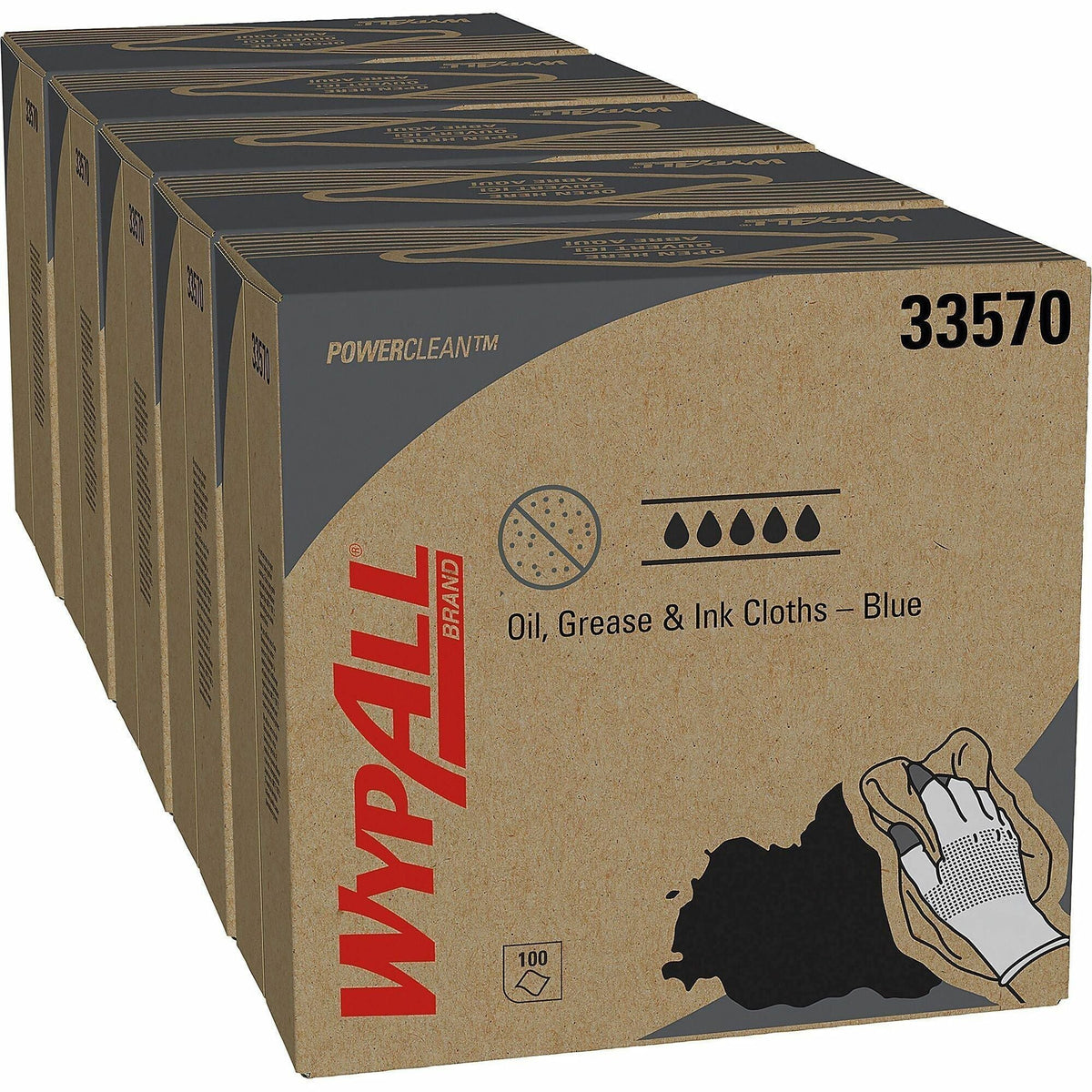 Wypall Oil Grease & Ink Cloths: Ready-To-Use Cleaning Cloths - 100/Pack - Wipes