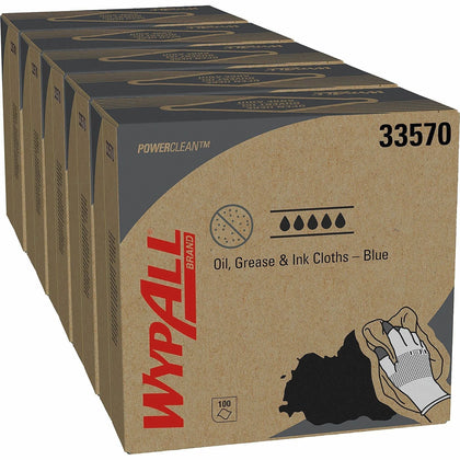 Wypall Oil Grease & Ink Cloths: Ready-To-Use Cleaning Cloths - 100/Pack - Wipes