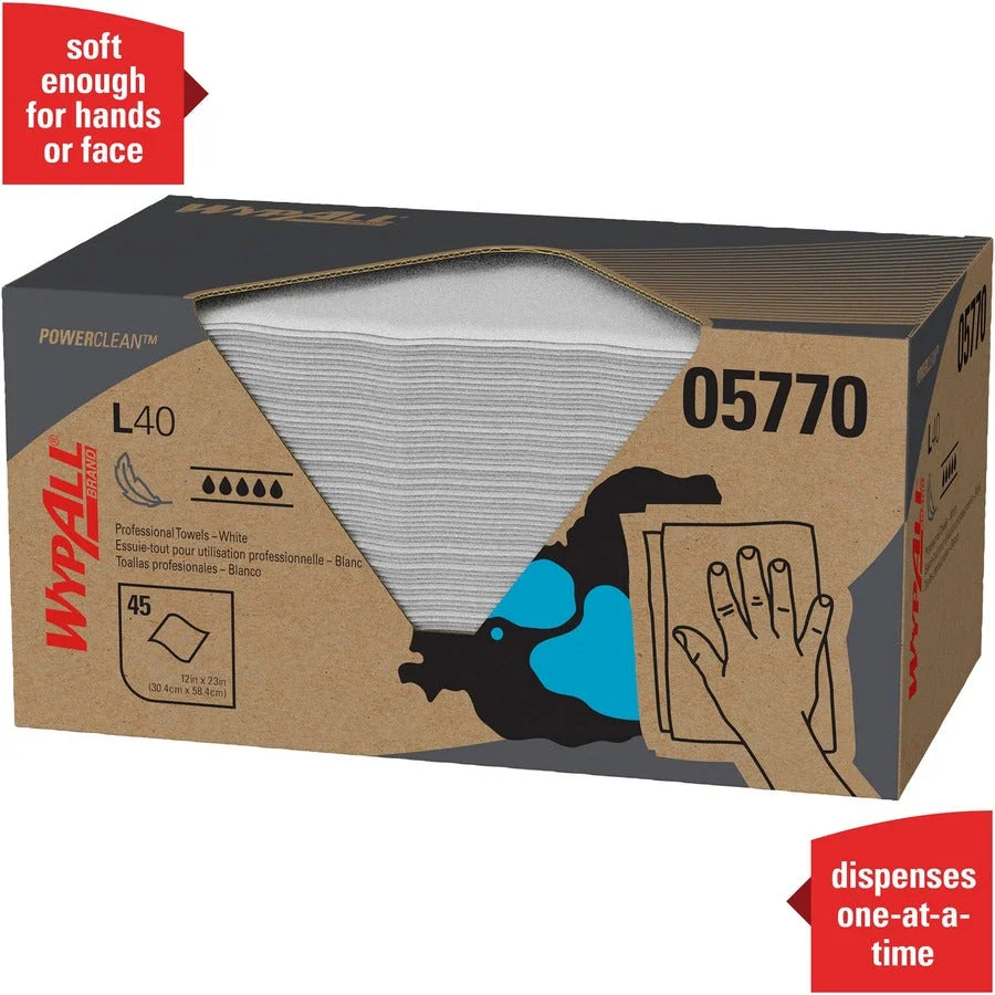 Wypall Power Clean L40 Towels - Extra Absorbent 45/Box - Sponges Cleaning Pads & Wipers