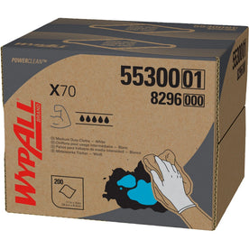 Wypall Power Clean X70 Cloths: Medium Duty 11.10’’ x 16.80’’ White - 200/Carton - Sponges Cleaning Pads & Wipers