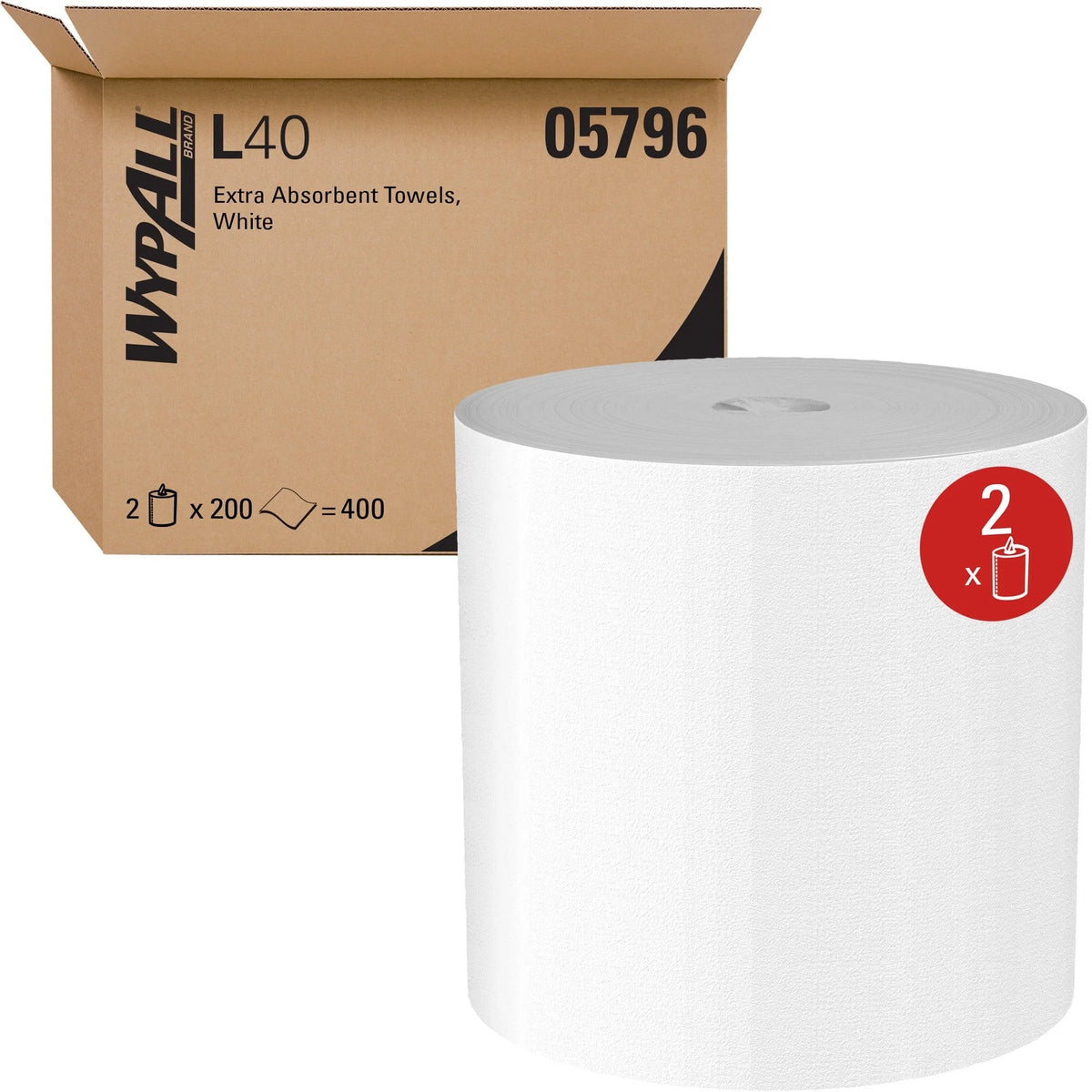 Wypall PowerClean L40 Towels - Extra Absorbent 200 Sheets - White - Sponges Cleaning Pads & Wipers