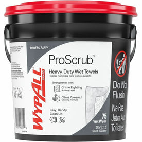 Wypall PowerClean ProScrub Heavy Duty Wet Towels - Orange Citrus Scent - 75/Tub - Hand Soaps/Cleaners