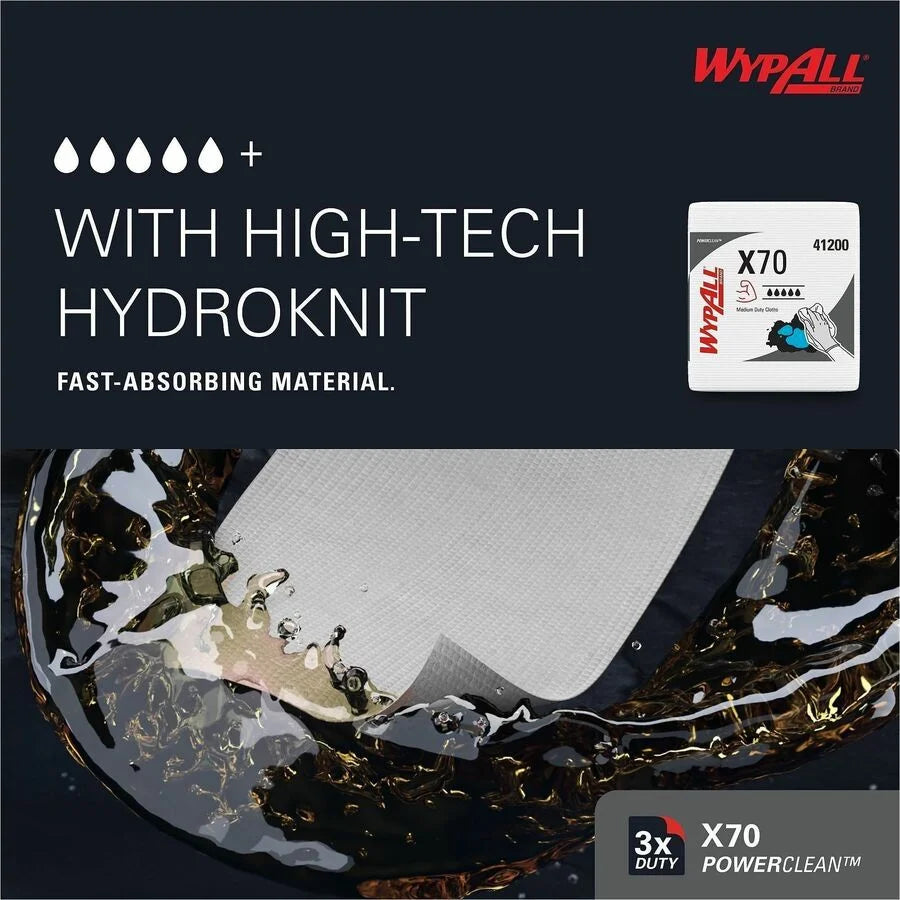 Wypall PowerClean X70 Cloths: Medium Duty White - 76/Pack - Sponges Cleaning Pads & Wipers
