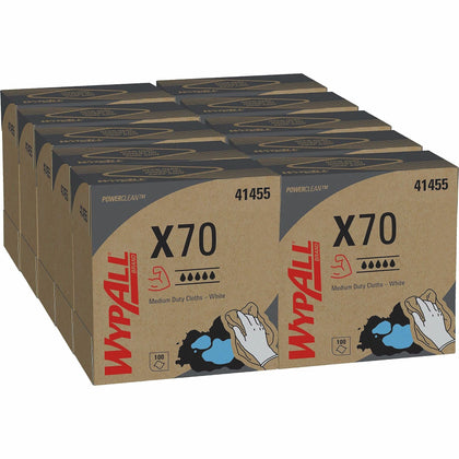 Wypall PowerClean X70 Cloths - Medium Duty White Hydroknit - 100/Box - Sponges Cleaning Pads & Wipers