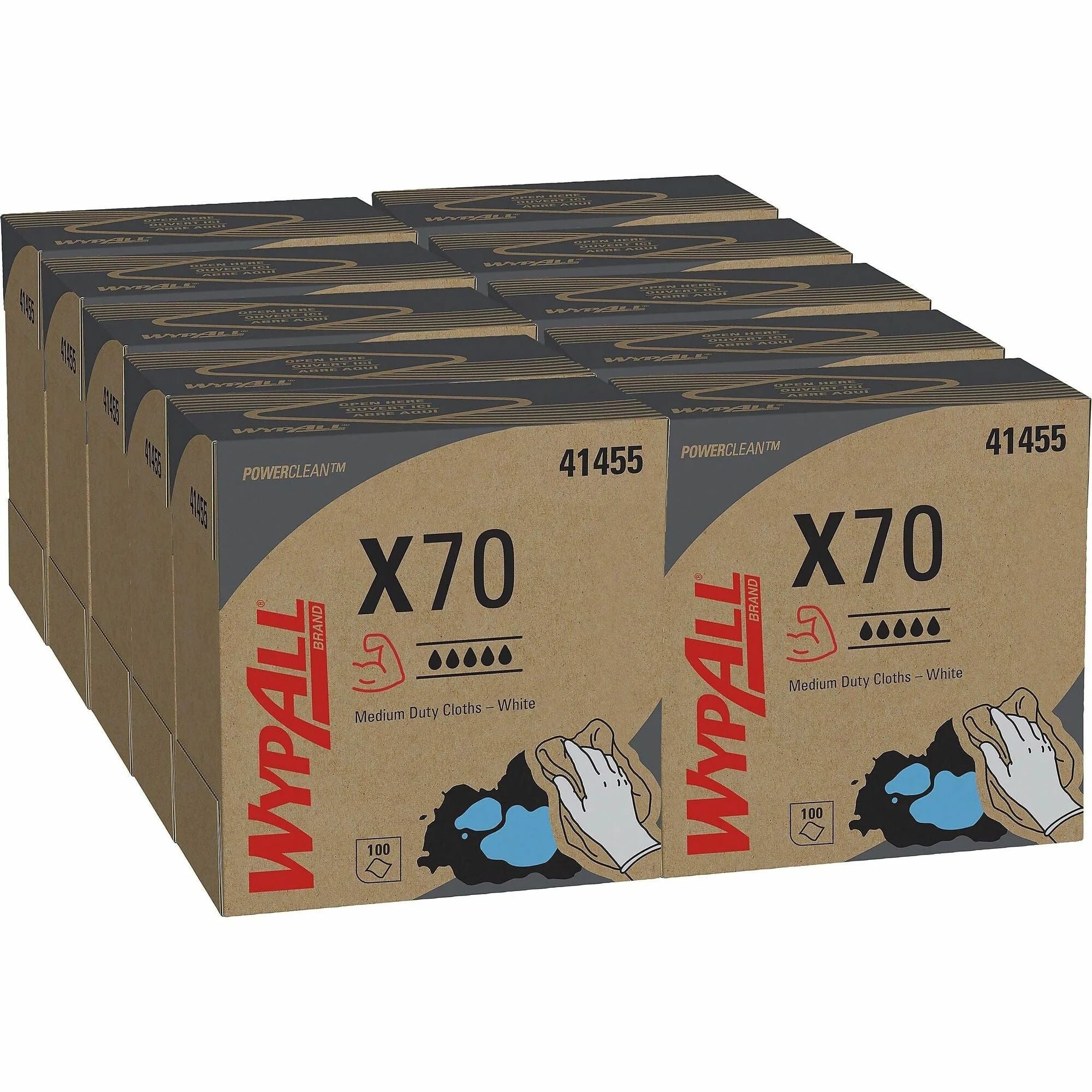 Wypall PowerClean X70 Cloths - Medium Duty White Hydroknit - 100/Box - Sponges Cleaning Pads & Wipers