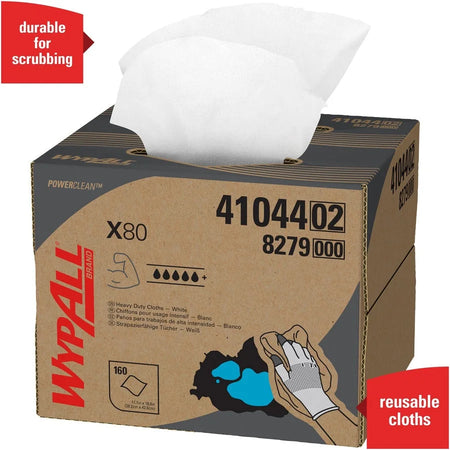 Wypall PowerClean X80 Heavy Duty Cloths - Brag Box - 160/Carton - Cleaning Wipes