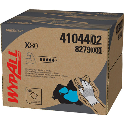 Wypall PowerClean X80 Heavy Duty Cloths - Brag Box - 160/Carton - Cleaning Wipes