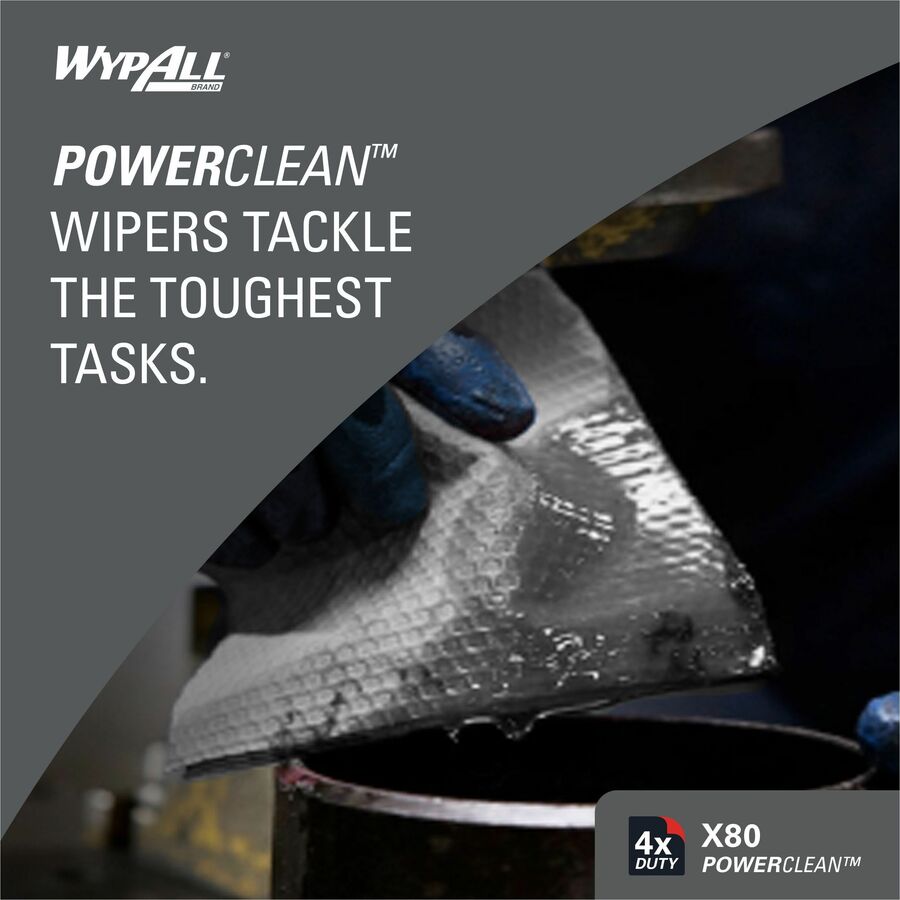 Wypall PowerClean X80 Heavy Duty Cloths Extended Use Cloths - Quarter-fold - Bottom