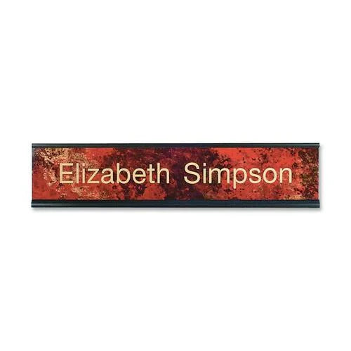 Xstamper Aluminum Desk Sign - 10’’x2’’ - Black - 1 Each - Signs & Nameplates