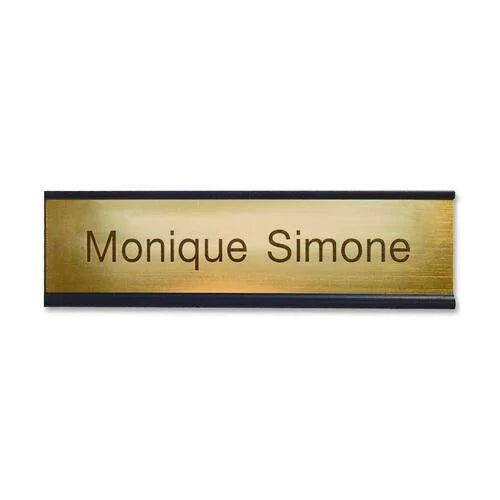 Xstamper Aluminum Desk Sign - 8’’x2’’ - Black - 1 Each - Signs & Nameplates