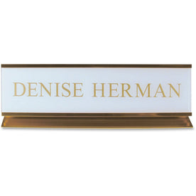 Xstamper Aluminum Desk Sign - 8’’x2’’ Rectangular - Gold Finish - Signs & Nameplates