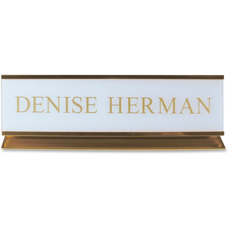 Xstamper Aluminum Desk Sign - 8’’x2’’ Rectangular - Gold Finish - Signs & Nameplates